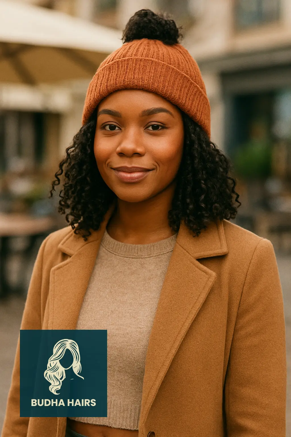 Half-Up Bun with Beanie Hat