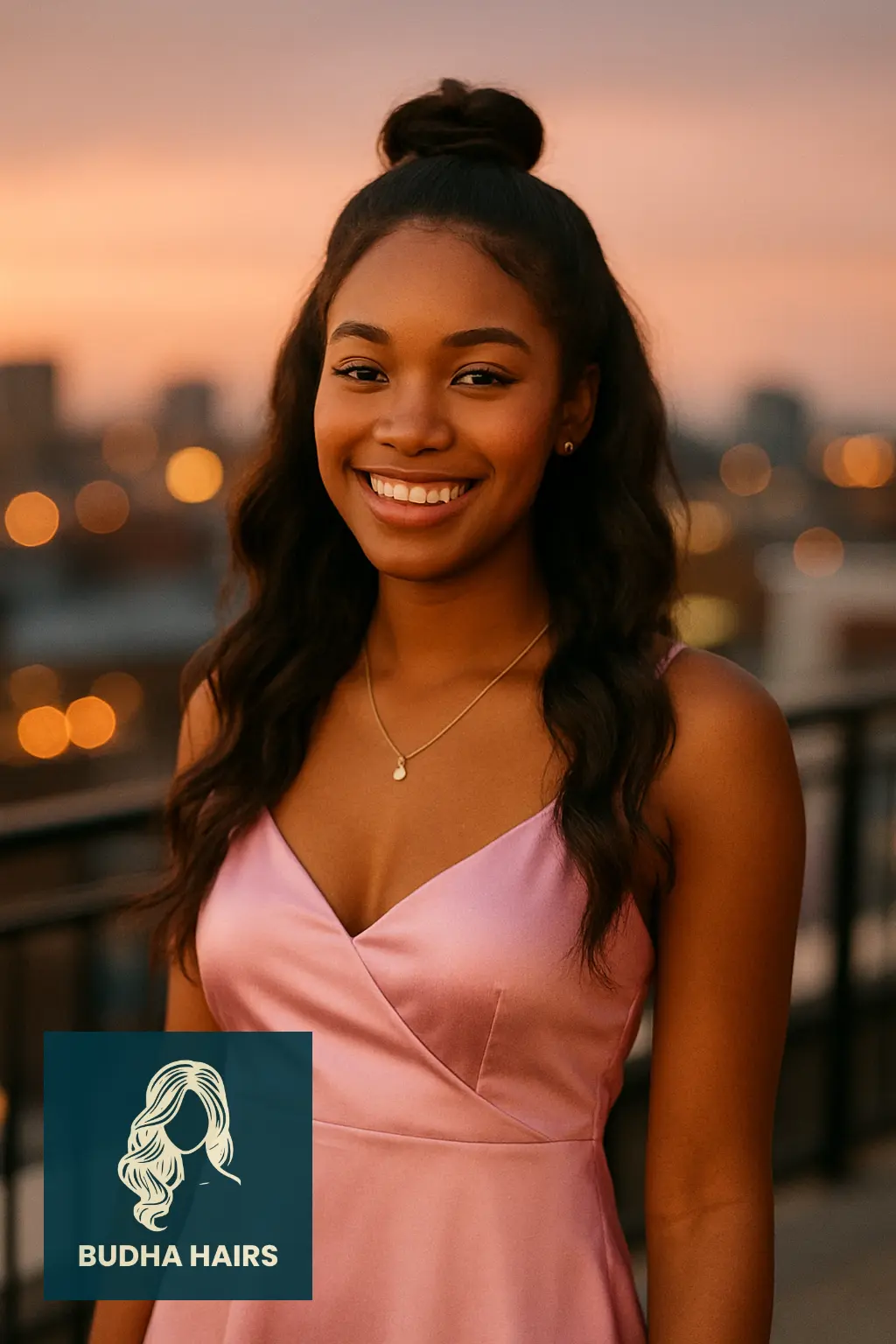 Half-Up Bun with Loose Waves