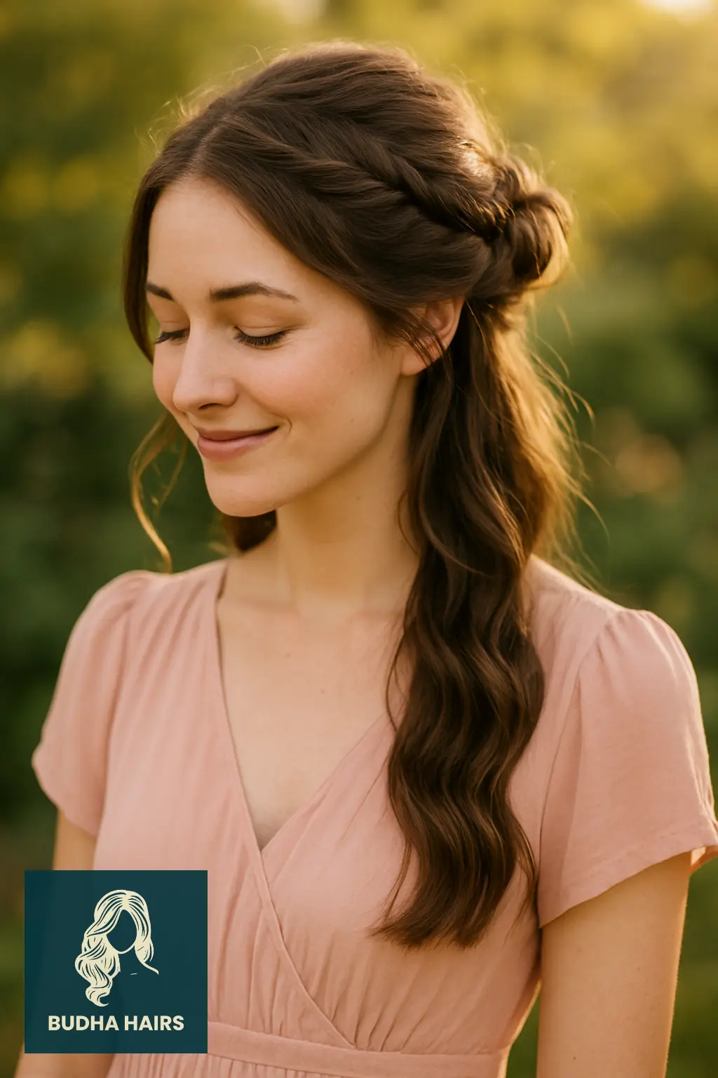 30 Stunning Half-Up Fishtail Braid Hairstyles to Try in 2026 21 Half-Up Fishtail with Loose Bun