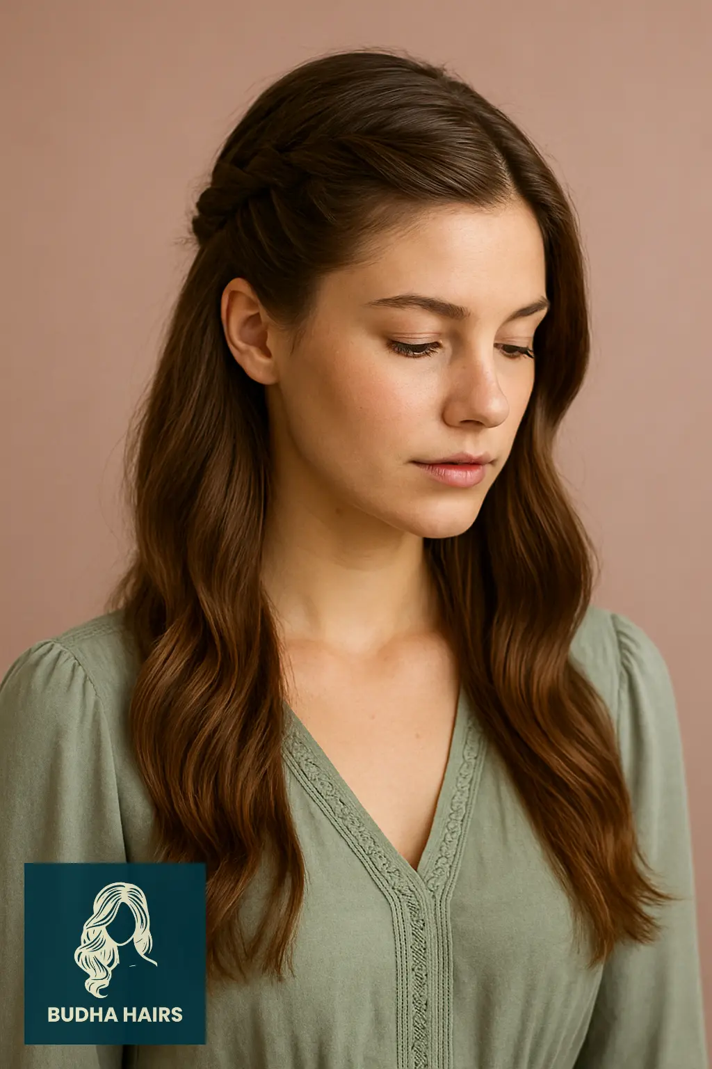 30 Stunning Half-Up Fishtail Braid Hairstyles to Try in 2026 23 Half-Up Fishtail with Side Part