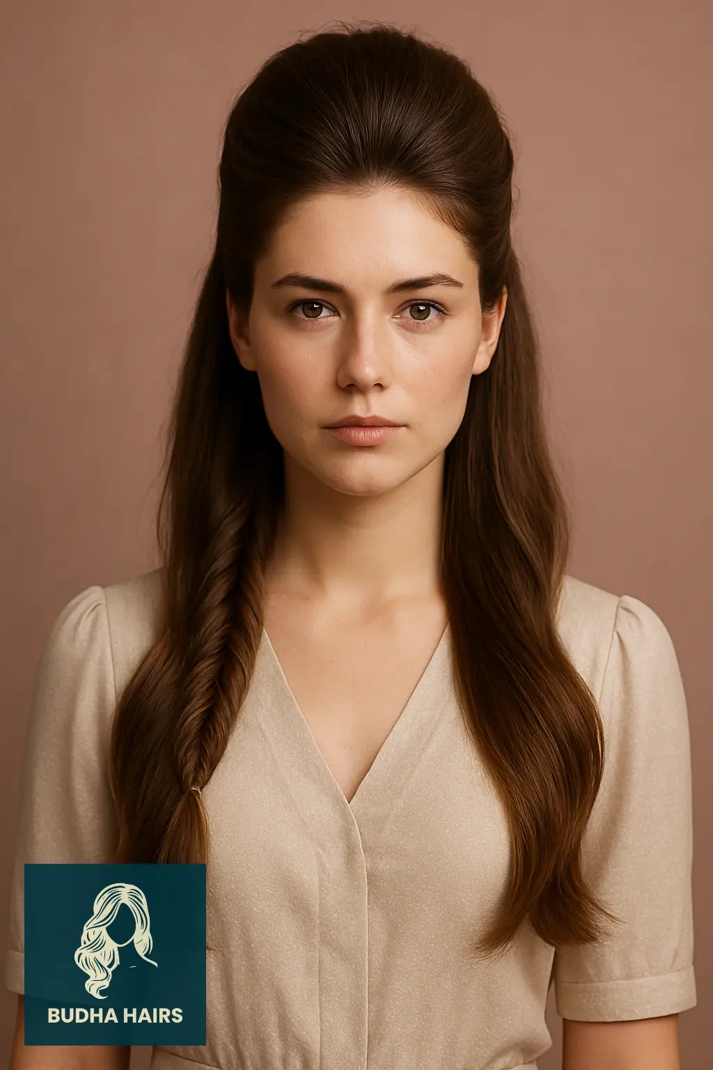 30 Stunning Half-Up Fishtail Braid Hairstyles to Try in 2026 16 Half-Up Fishtail with Voluminous Crown