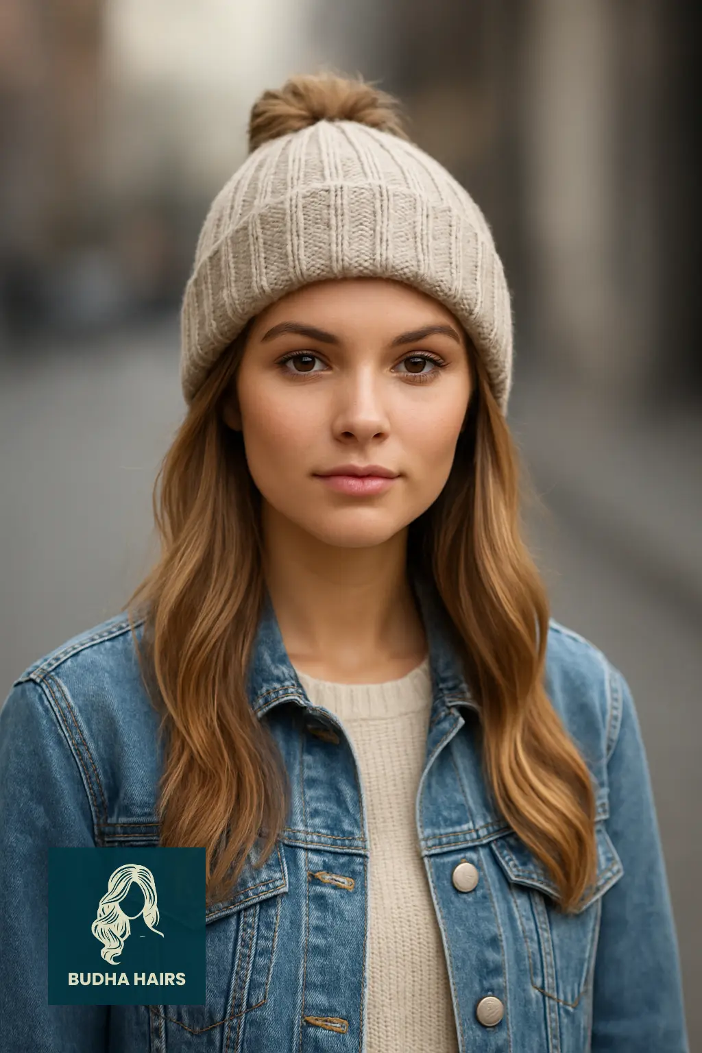 Half-Up Hairstyle with Beanie