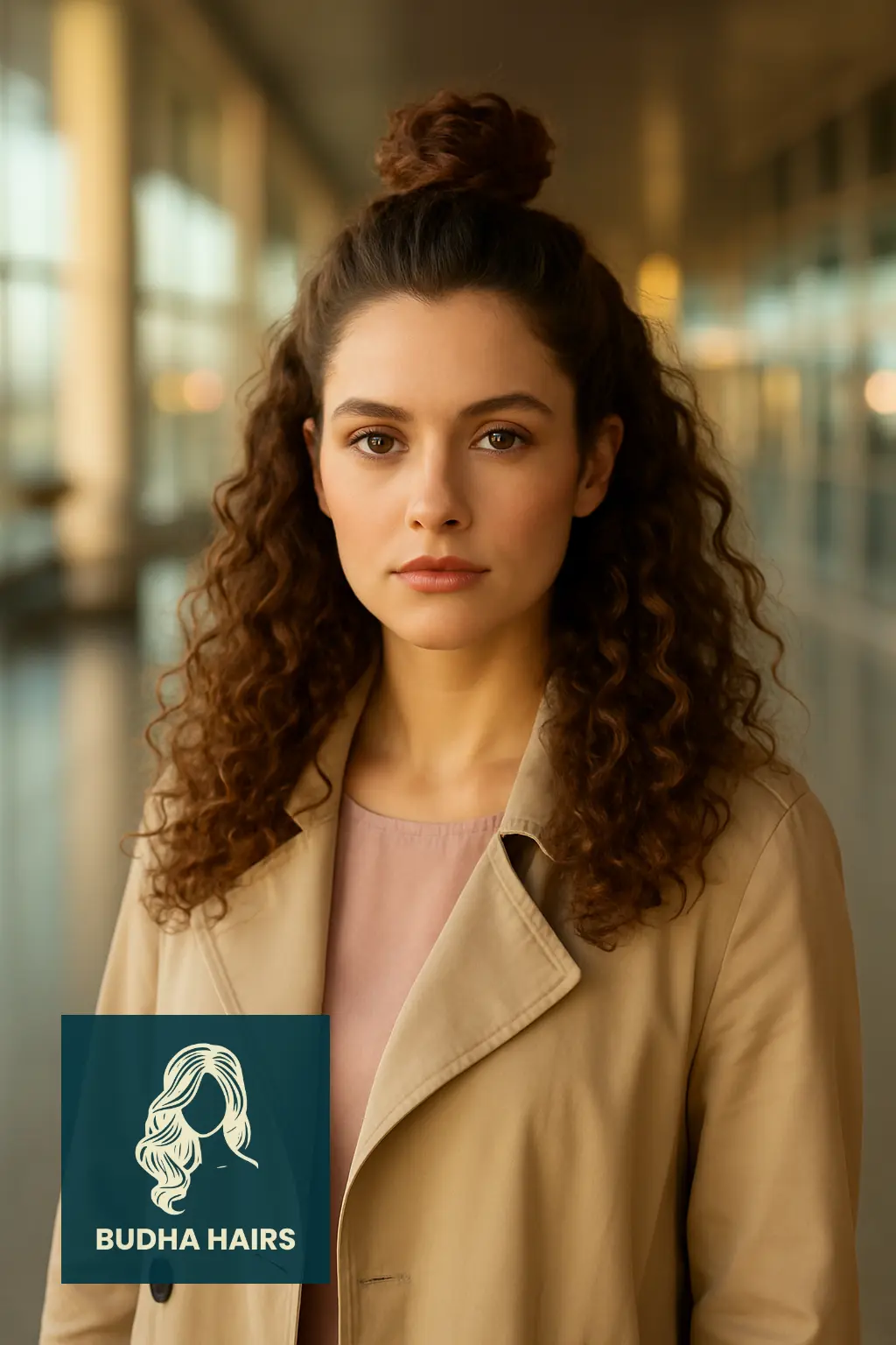 Half-Up Top Knot with Loose Back Curls
