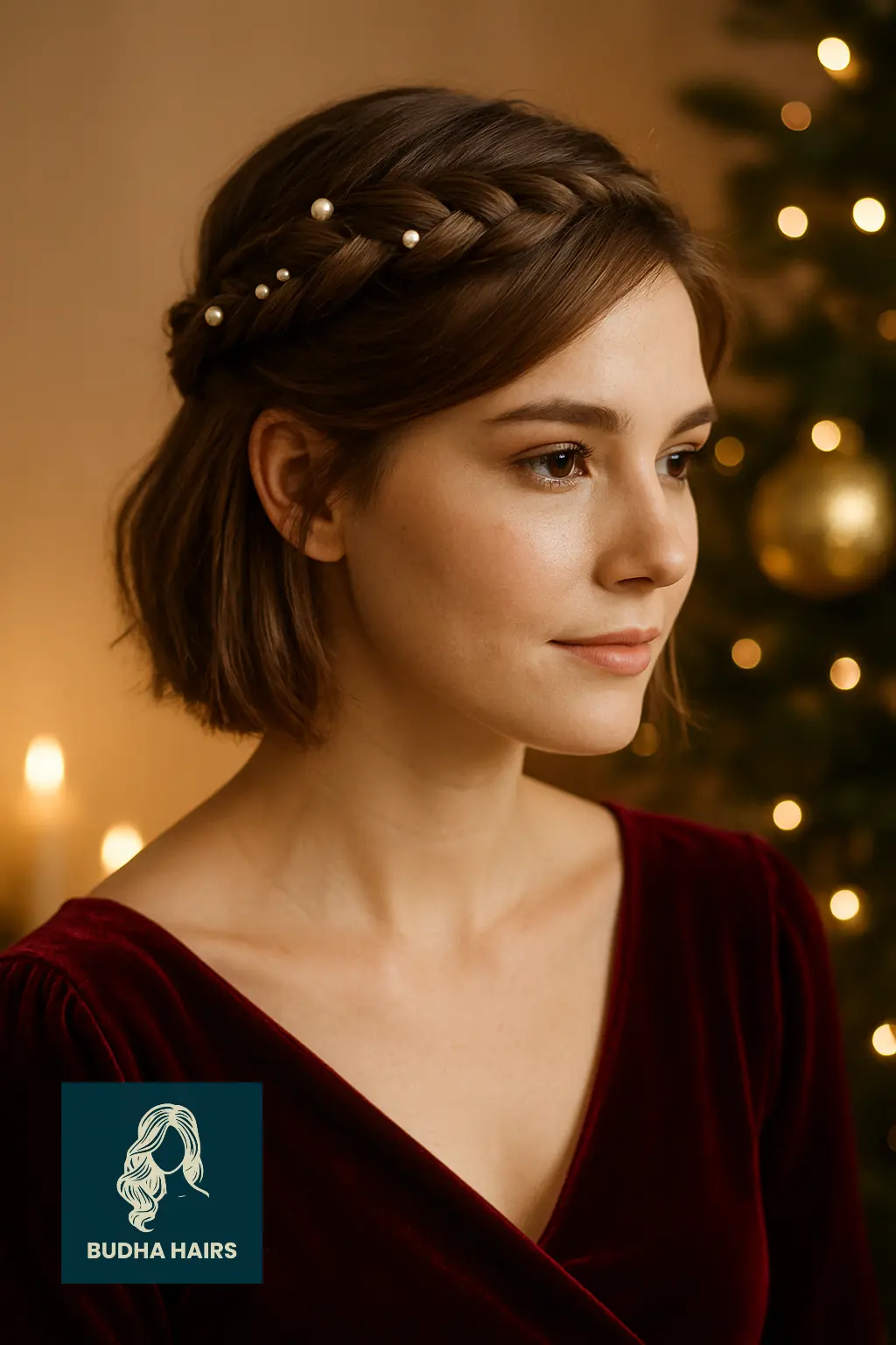 Half-Up Twisted Crown with Pearls