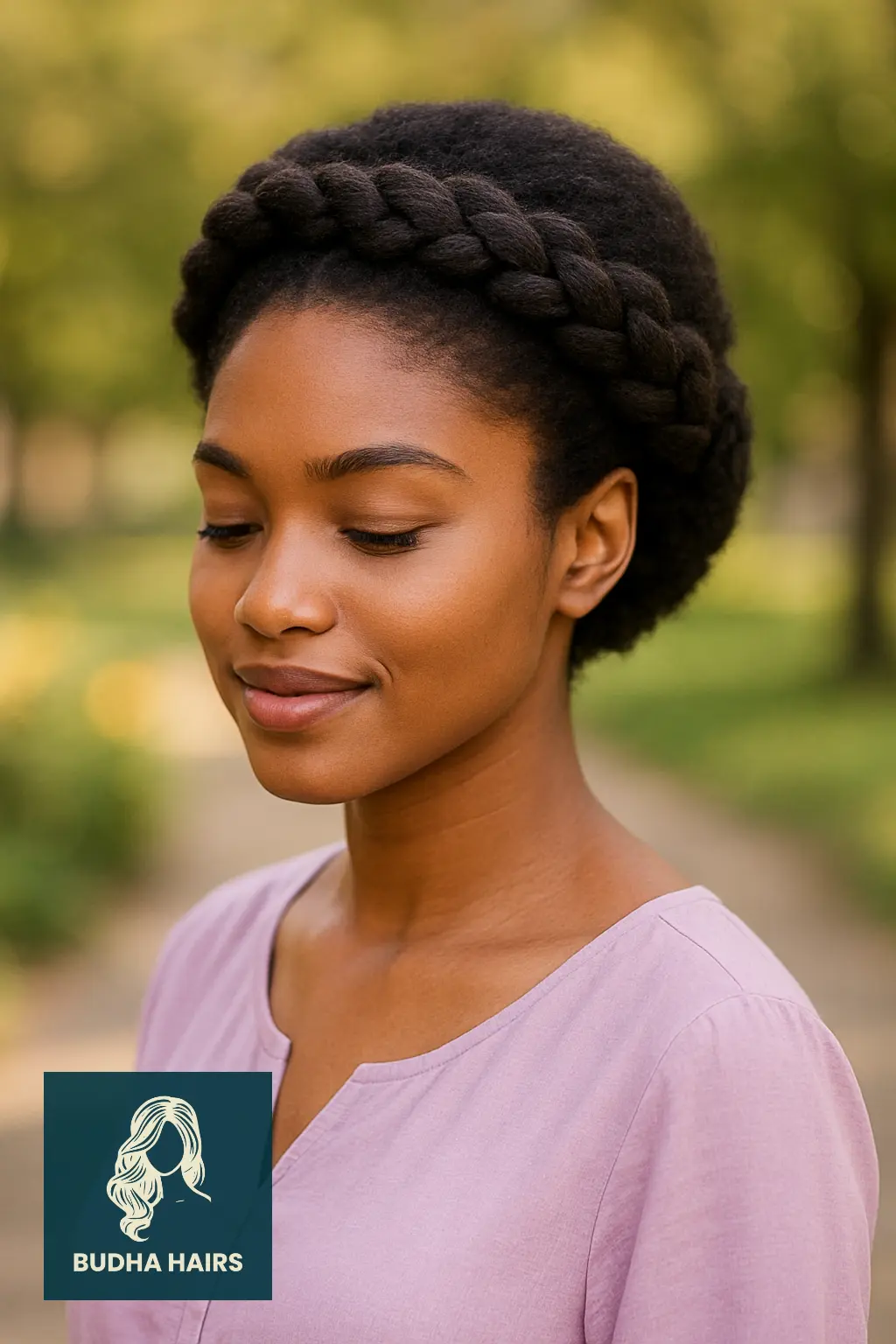 30 Stunning Awkward Length 4C Hairstyles to Try in 2025 19 Halo Braid with Natural Texture