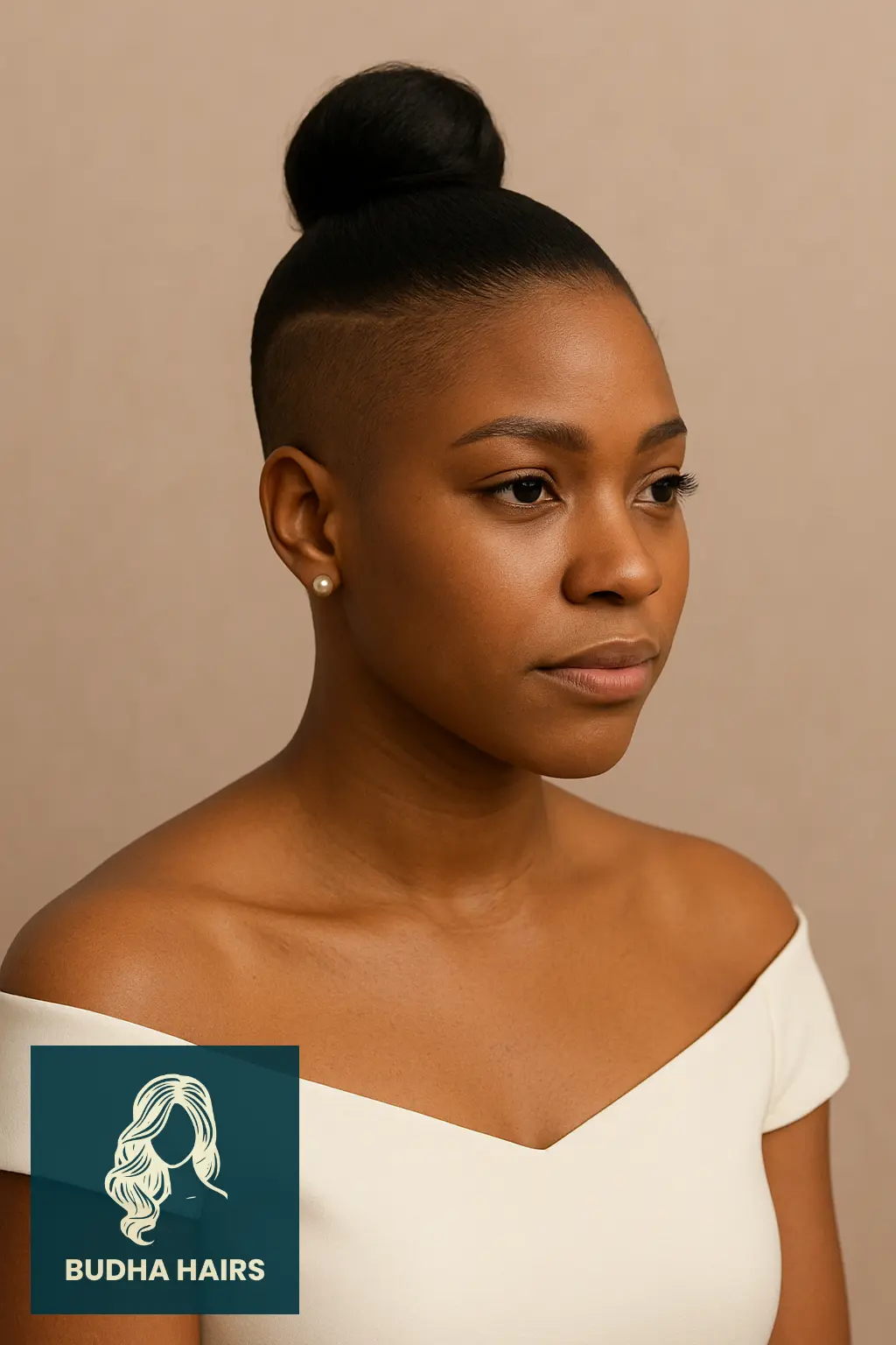 30 Bold One Side Shaved Hairstyles for Black Women 8 High Bun with Shaved Side