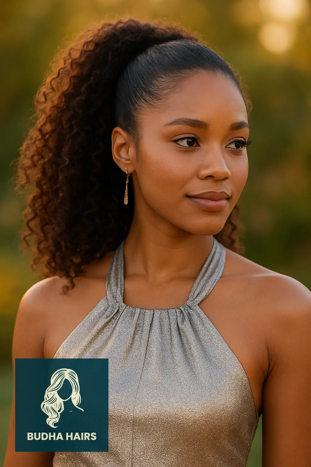 High Curly Ponytail with Volume