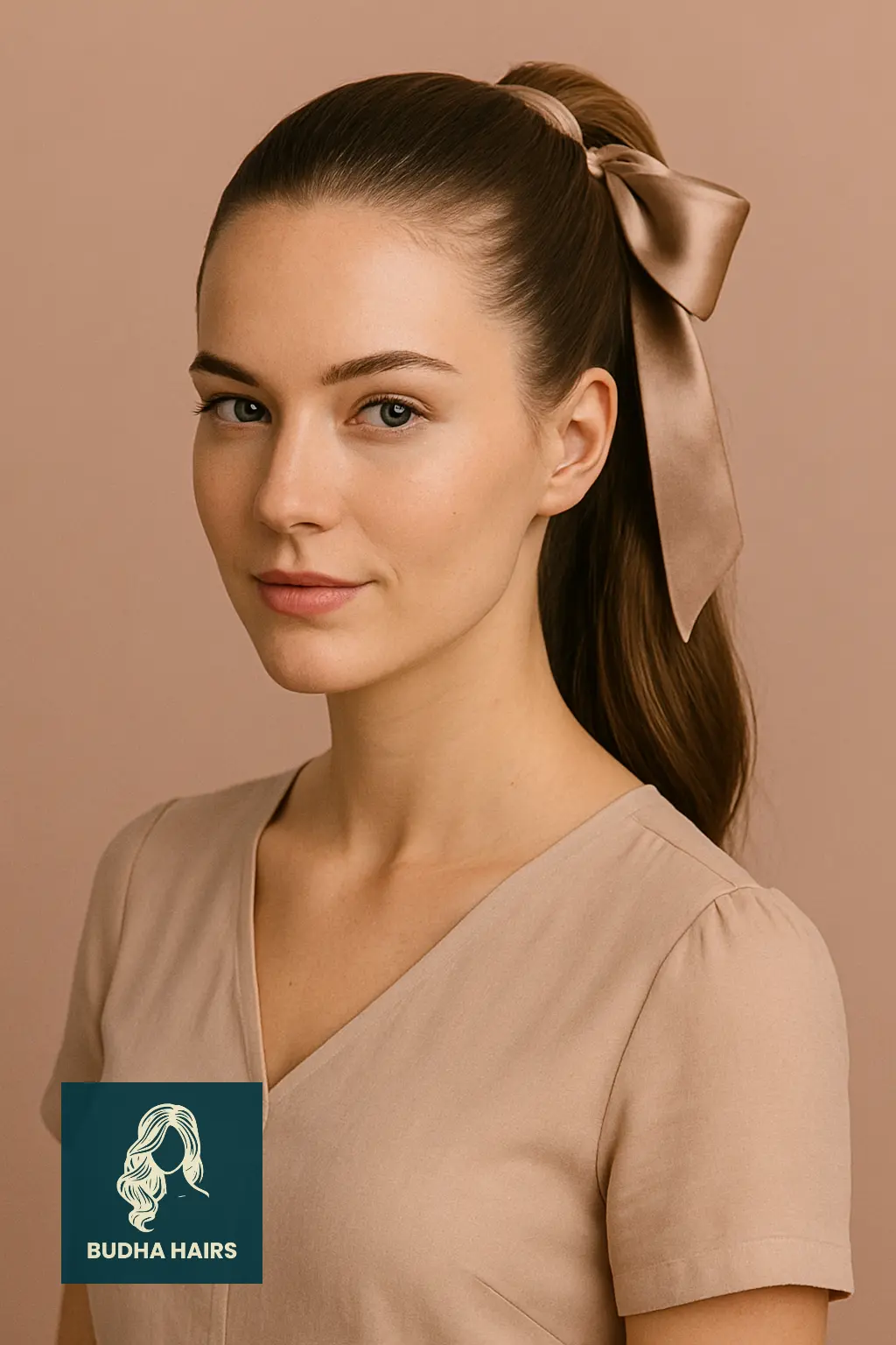 High Ponytail with Bow Wrap