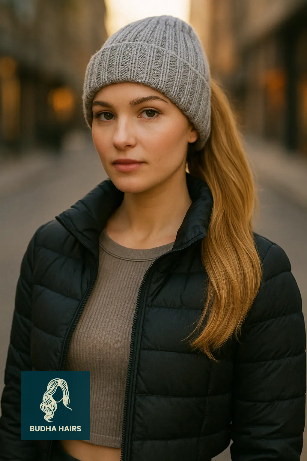 High Ponytail with Slouchy Beanie