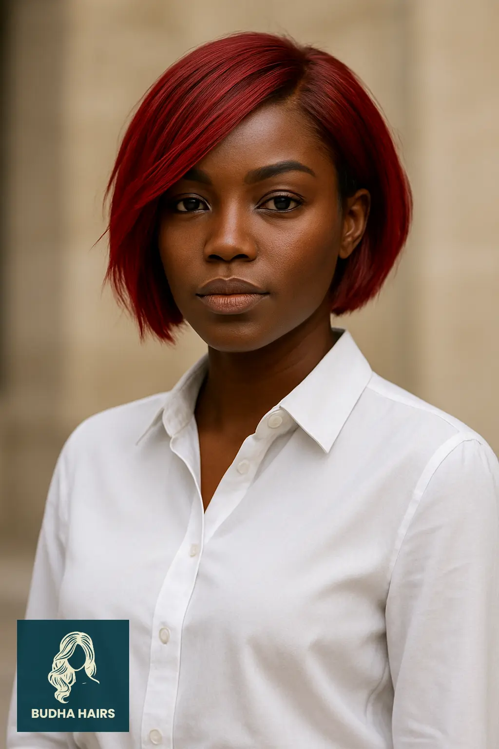 Inverted Red Bob with Sharp Layers