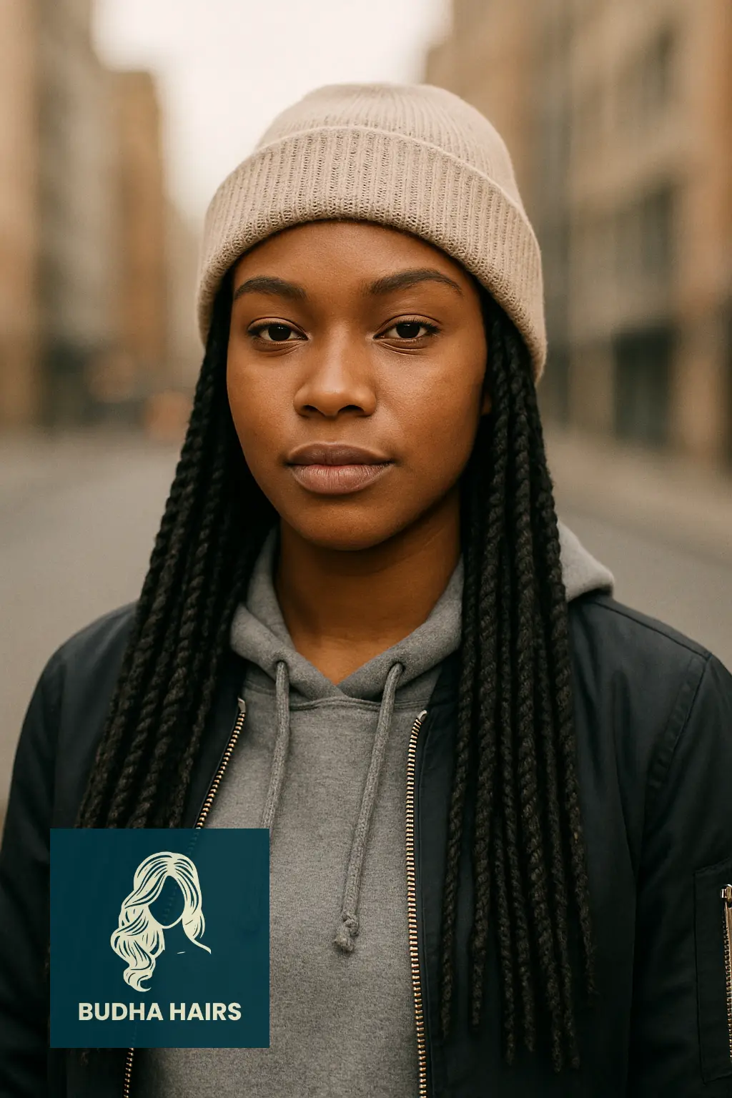 Jumbo Knotless Braids and Beanie