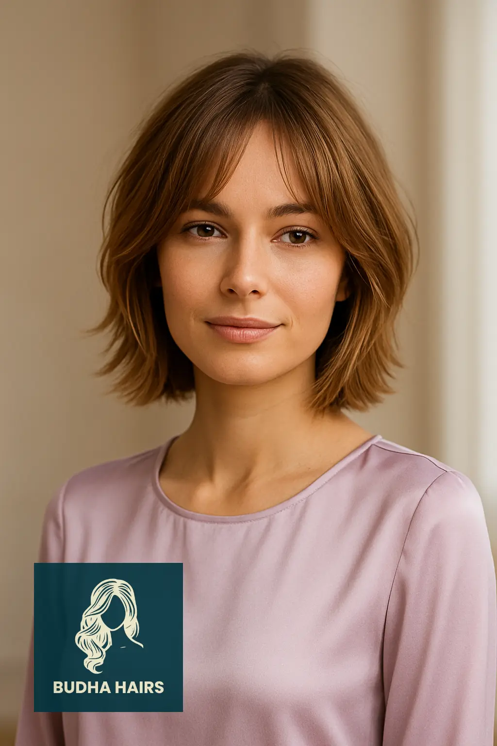 Layered Crop with Wispy Curtain Bangs