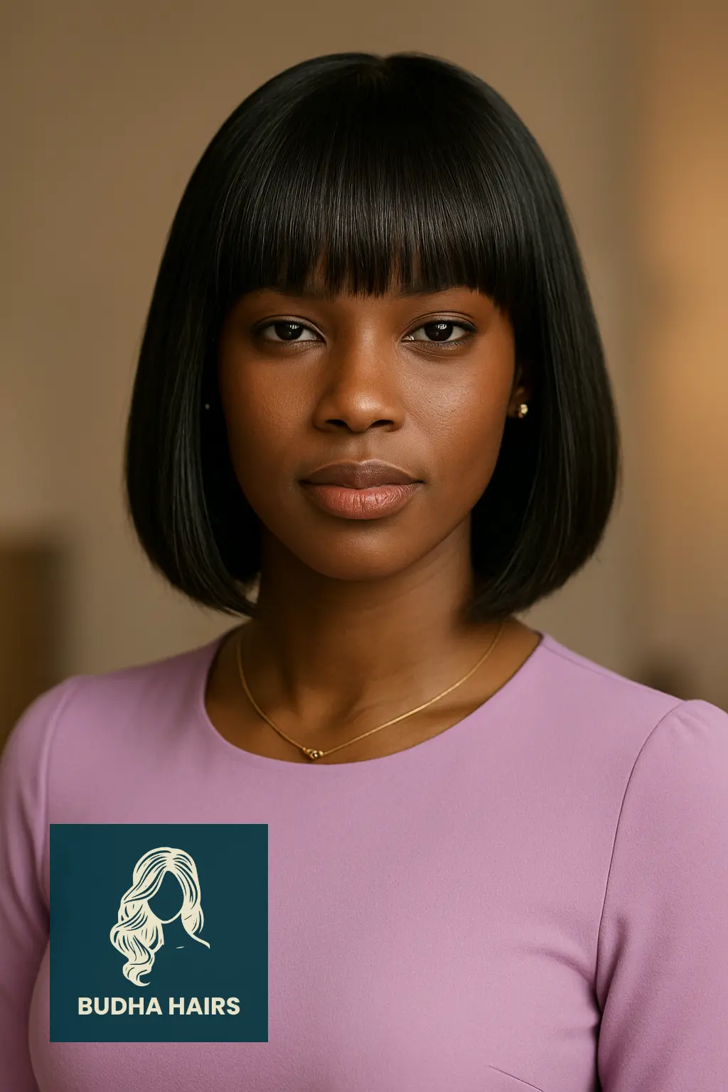 Layered Lob with Blunt Fringe