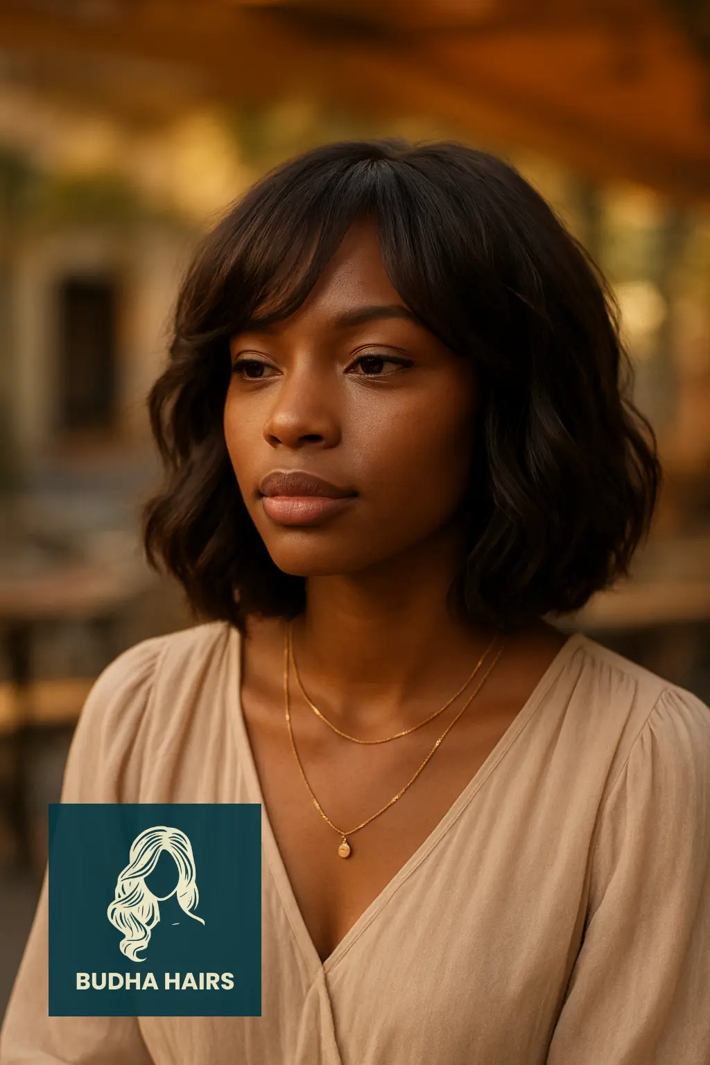 Layered Wavy Lob with Side Bangs