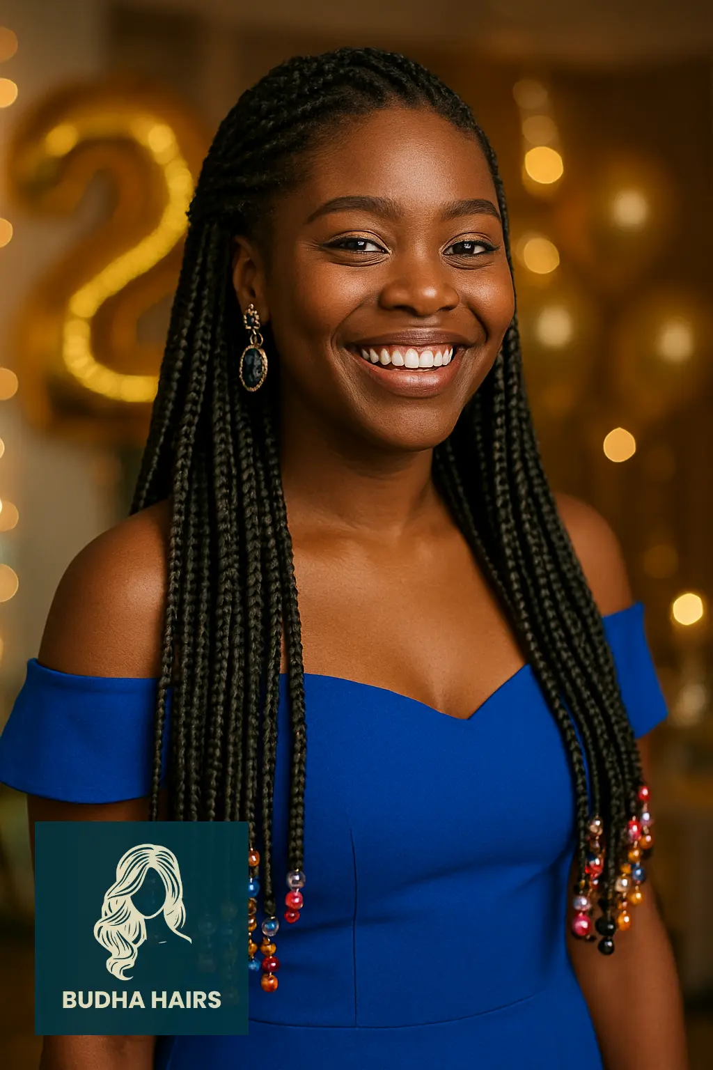 Long Box Braids with Beaded Ends