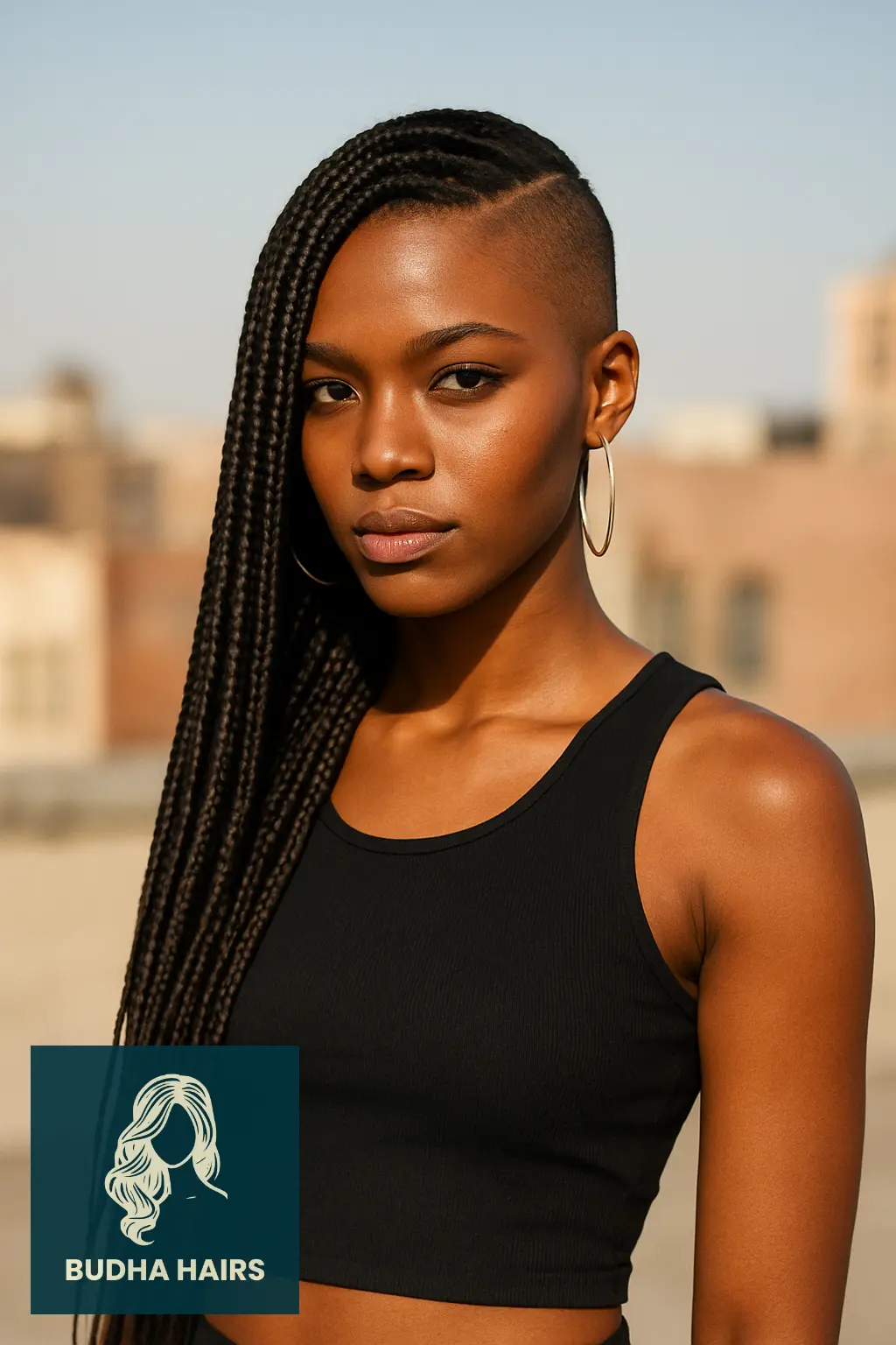 30 Bold One Side Shaved Hairstyles for Black Women 5 Long Braids with Shaved Undercut