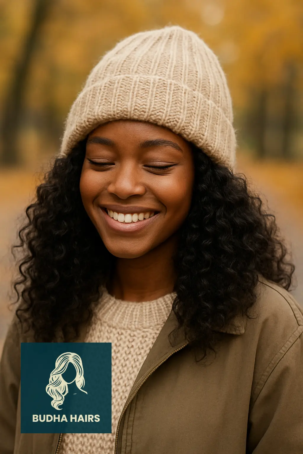 Loose Curls with Oversized Beanie