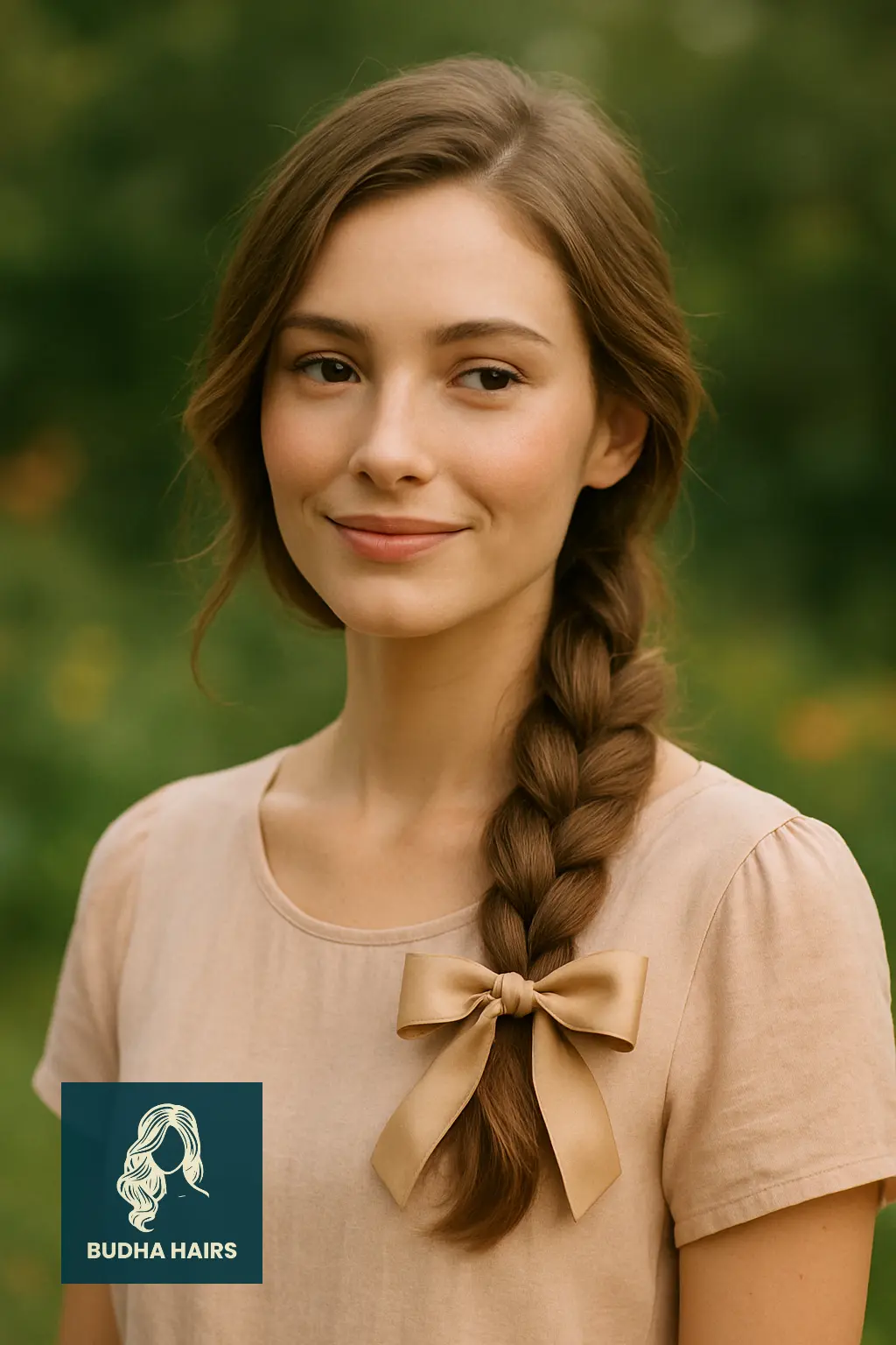 Loose Side Braid with Satin Bow