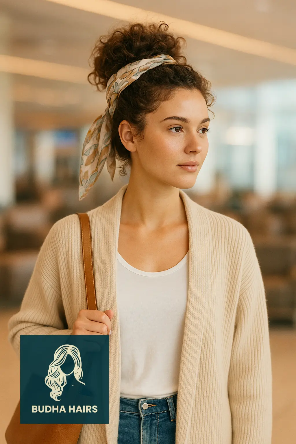Loose Top Bun with Scarf Wrap