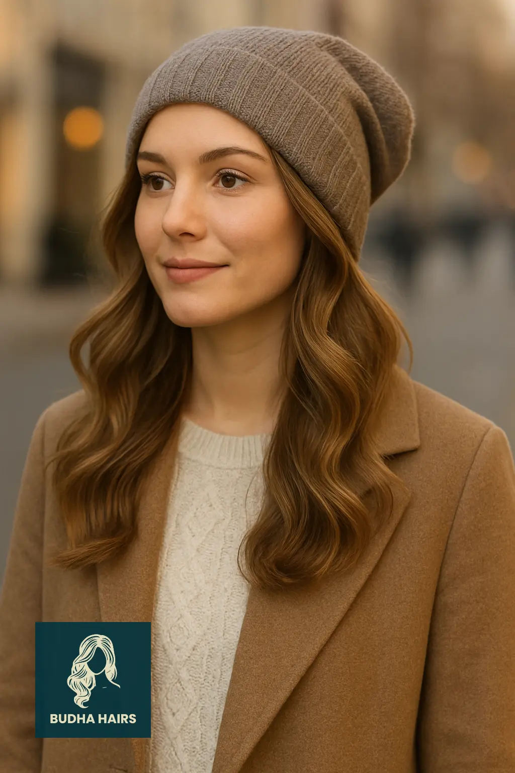Loose Waves with a Slouchy Beanie