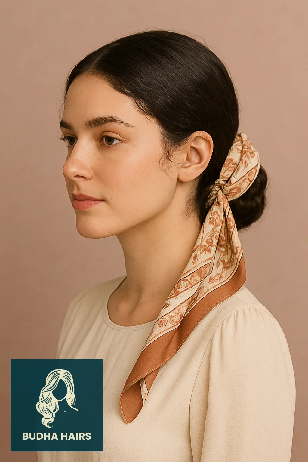 30 Protective Hairstyles for 3a Hair to Keep Your Curls Healthy and Stylish 20 Low Bun Wrapped with Scarf