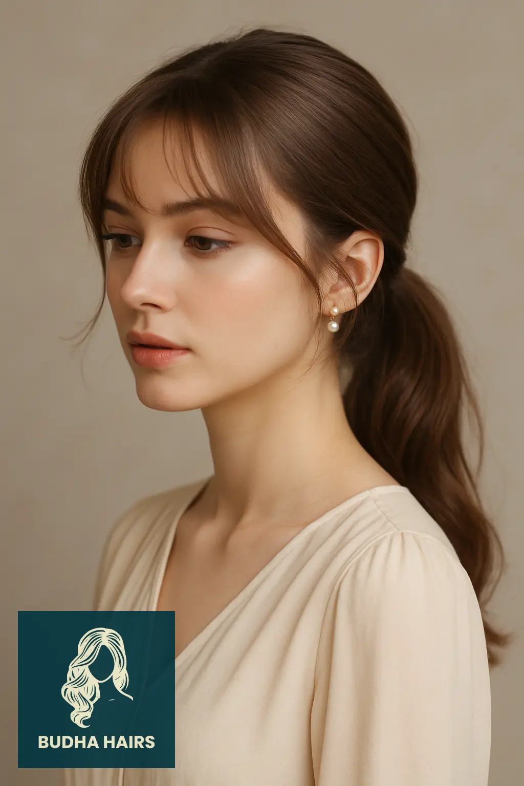 32 Gorgeous Weave Ponytail Hairstyles with Bangs for Every Occasion 22 Low Ponytail with Loose Fringe
