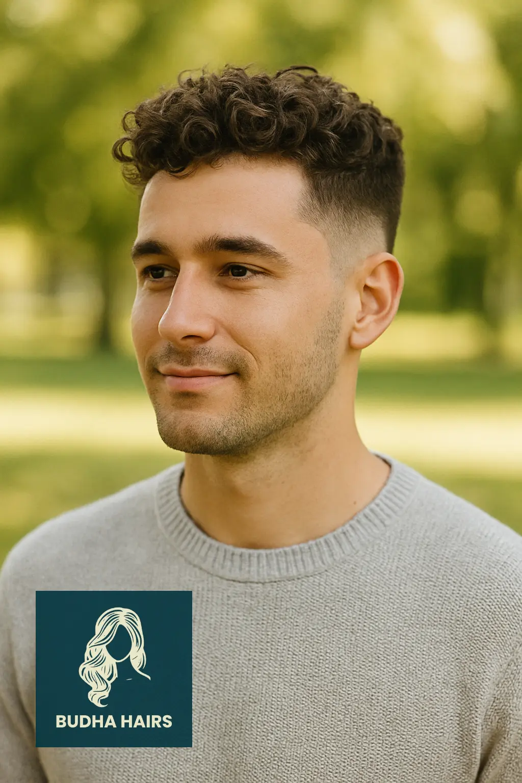 Low Taper Fade with Curls on Top