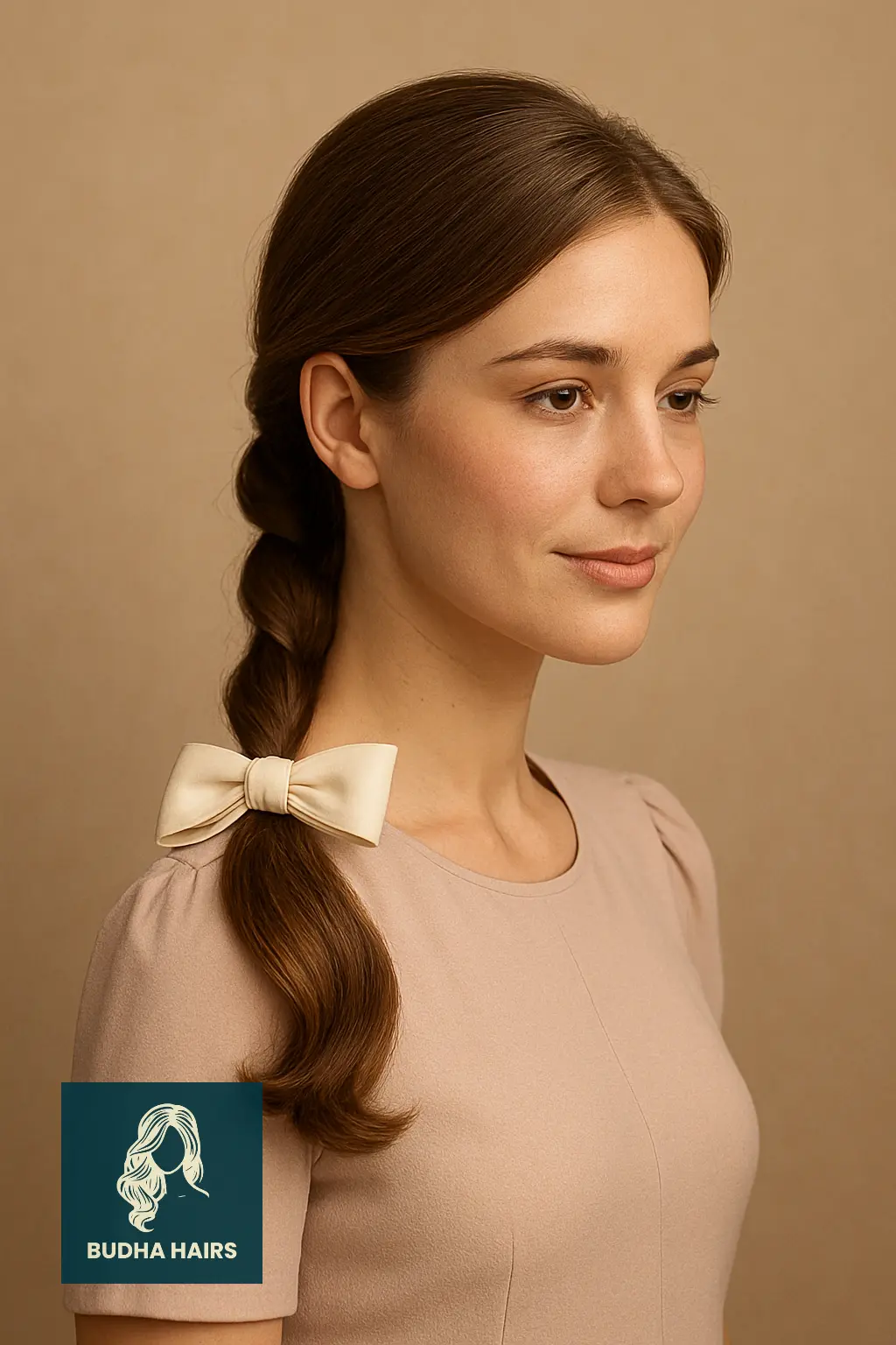 Low Twisted Ponytail with Bow Tie