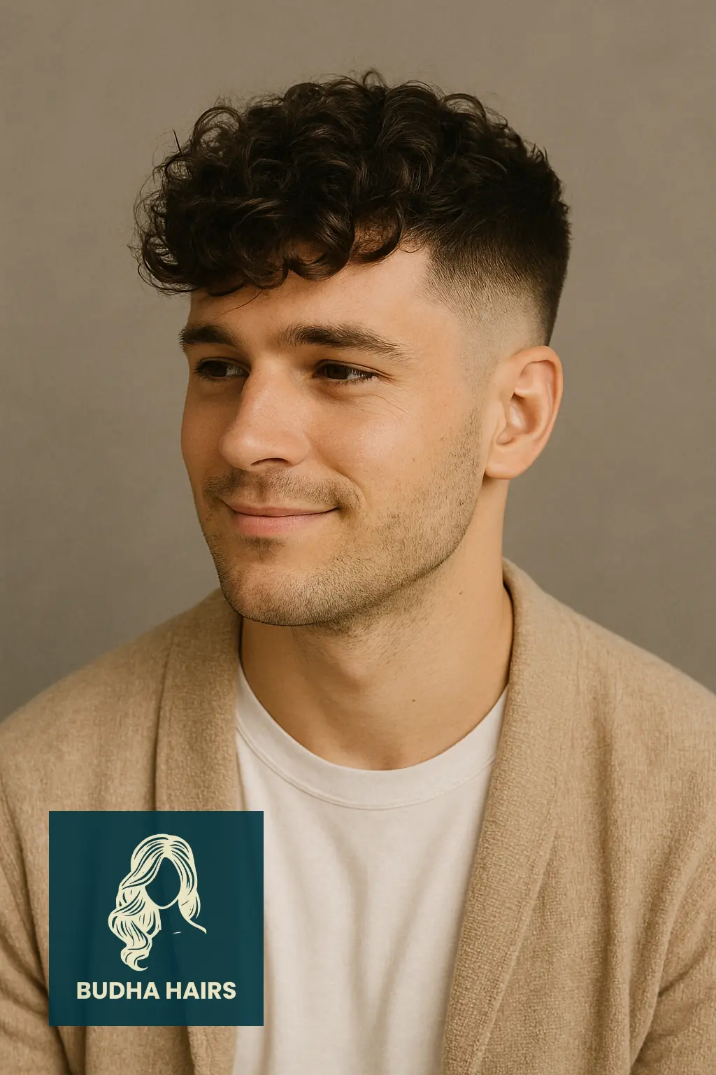 Mid Fade with Long Curly Fringe
