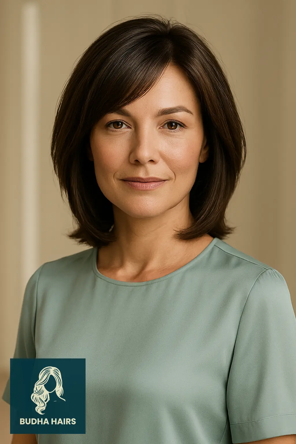 35 Stunning Mid Length Hairstyles Over 40 to Refresh Your Look 2 Mid Length Lob with Side Swept Bangs