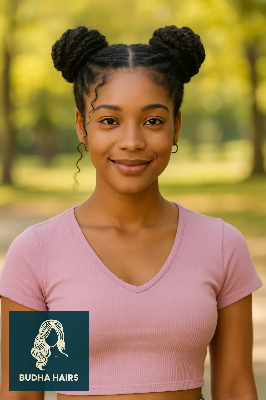 30 Beautiful Protective Hairstyles for Curly Hair 14 Protective Space Buns with Twists