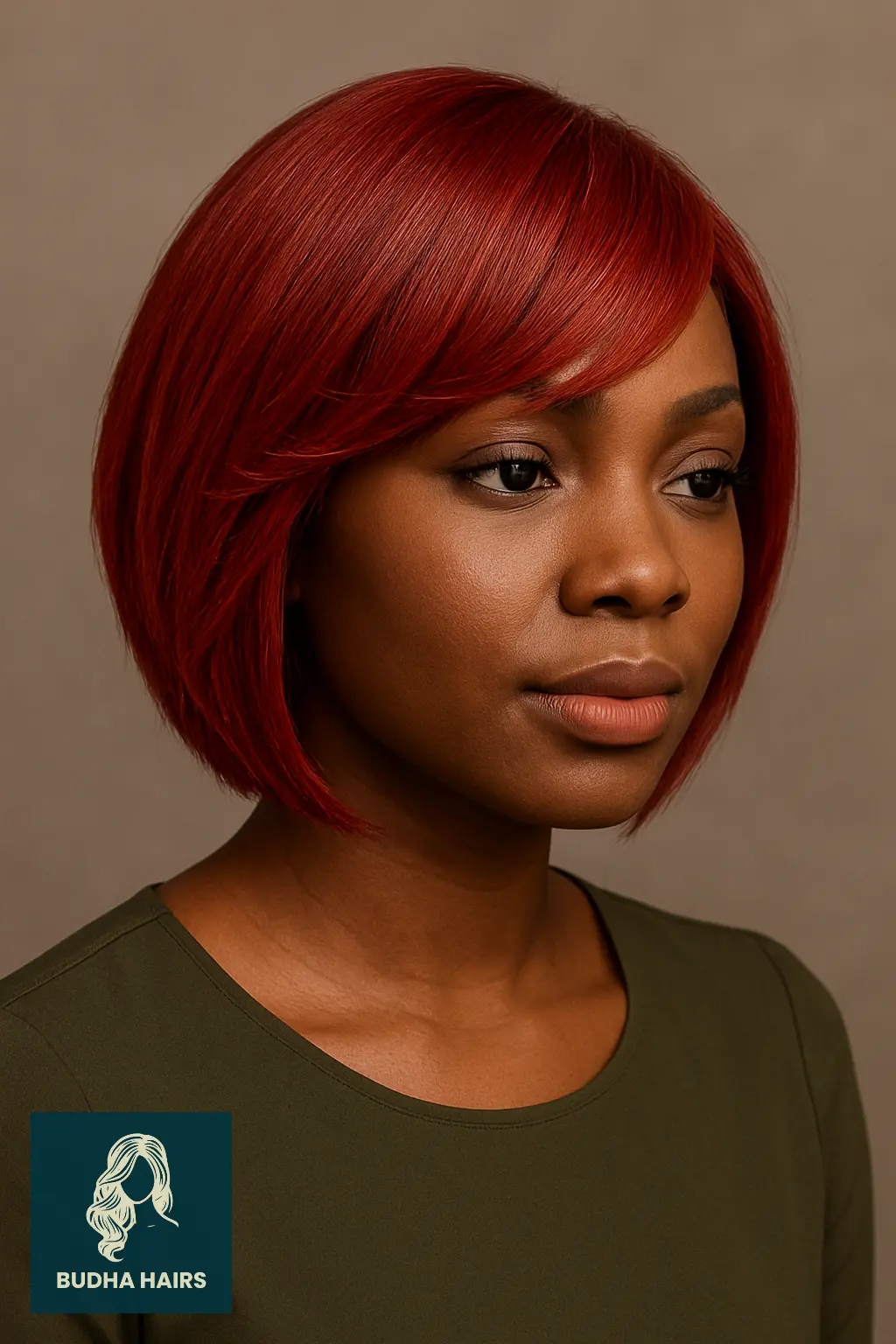 Red Bob with Feathered Side Bangs