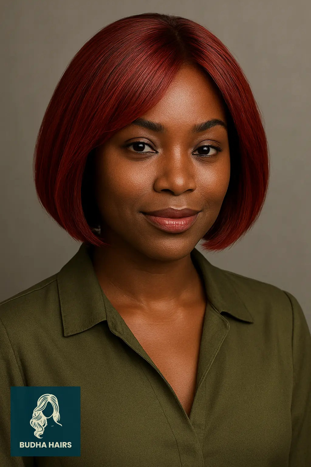 Red Bob with Highlighted Crown Layers
