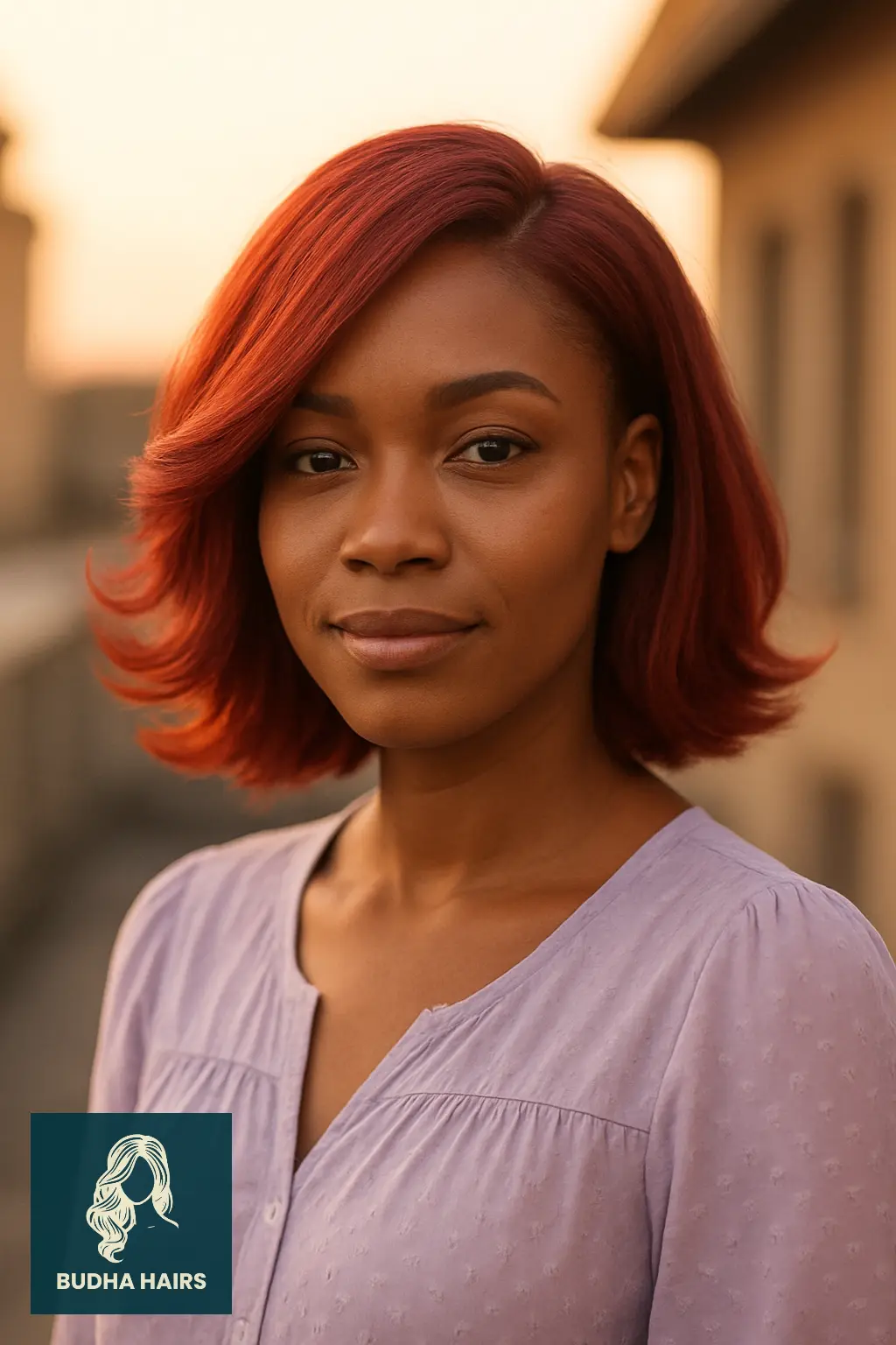 Red Bob with Loose Feathered Ends