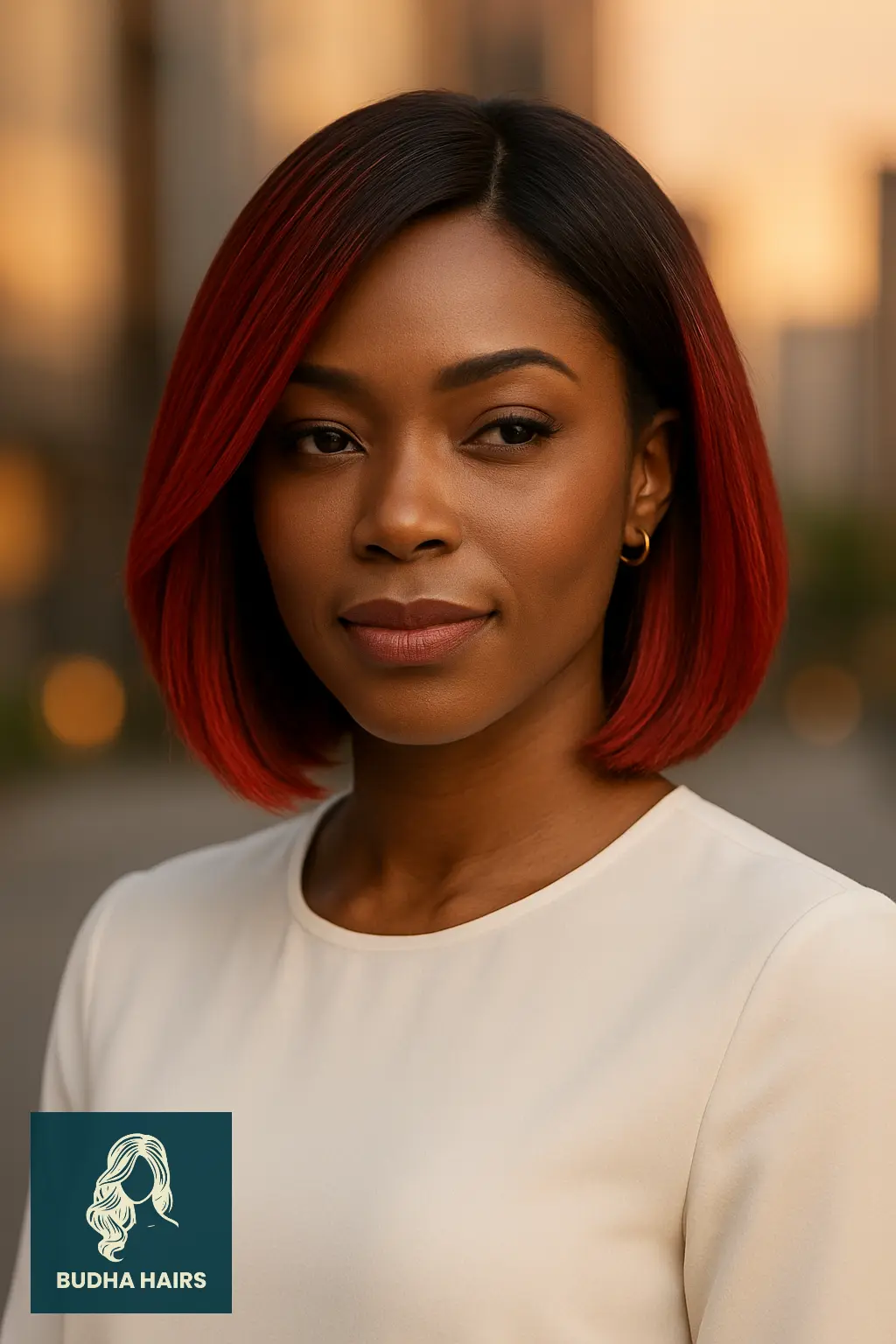 Red Bob with Multi-Tone Ombre Effect