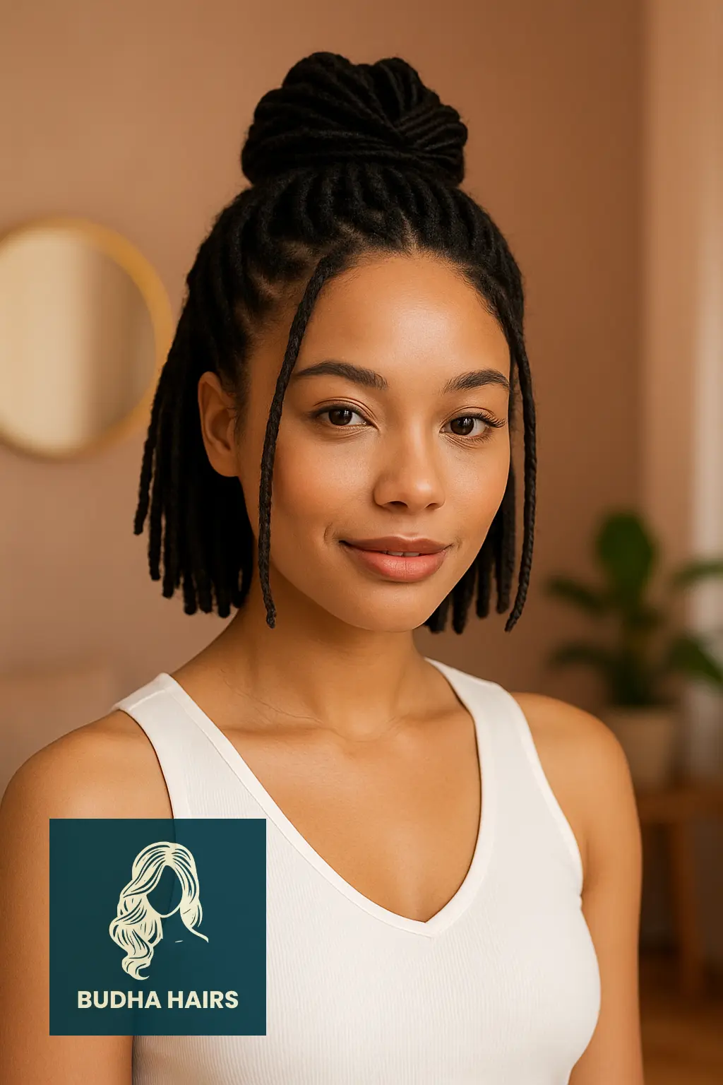 25 Stunning Short Invisible Locs Hairstyles for a Stylish and Natural Look 21 Short Invisible Locs with Top Knot