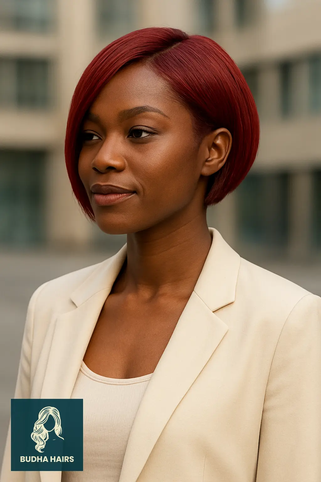 Short Red Bob with Tapered Back