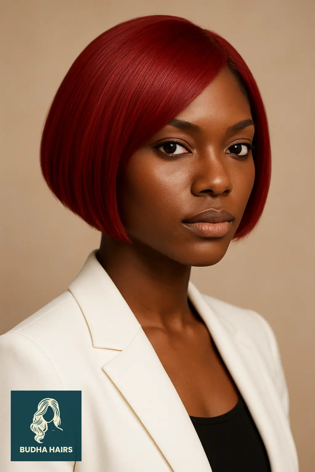 Short Red Bob with Tapered Edges
