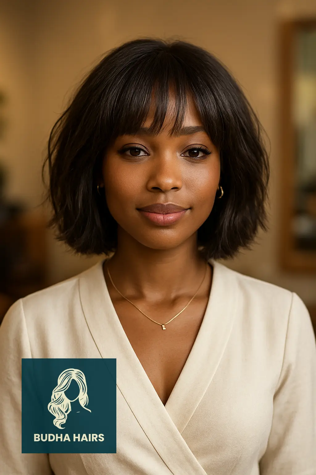 Shoulder-Length Bob with Textured Bangs