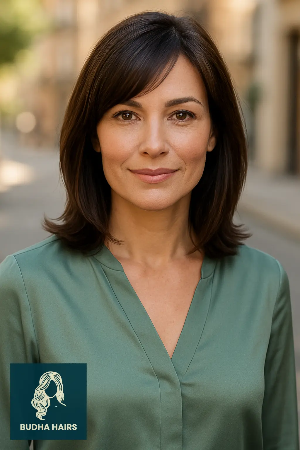 35 Stunning Mid Length Hairstyles Over 40 to Refresh Your Look 9 Shoulder Length Cut with Long Side Bangs