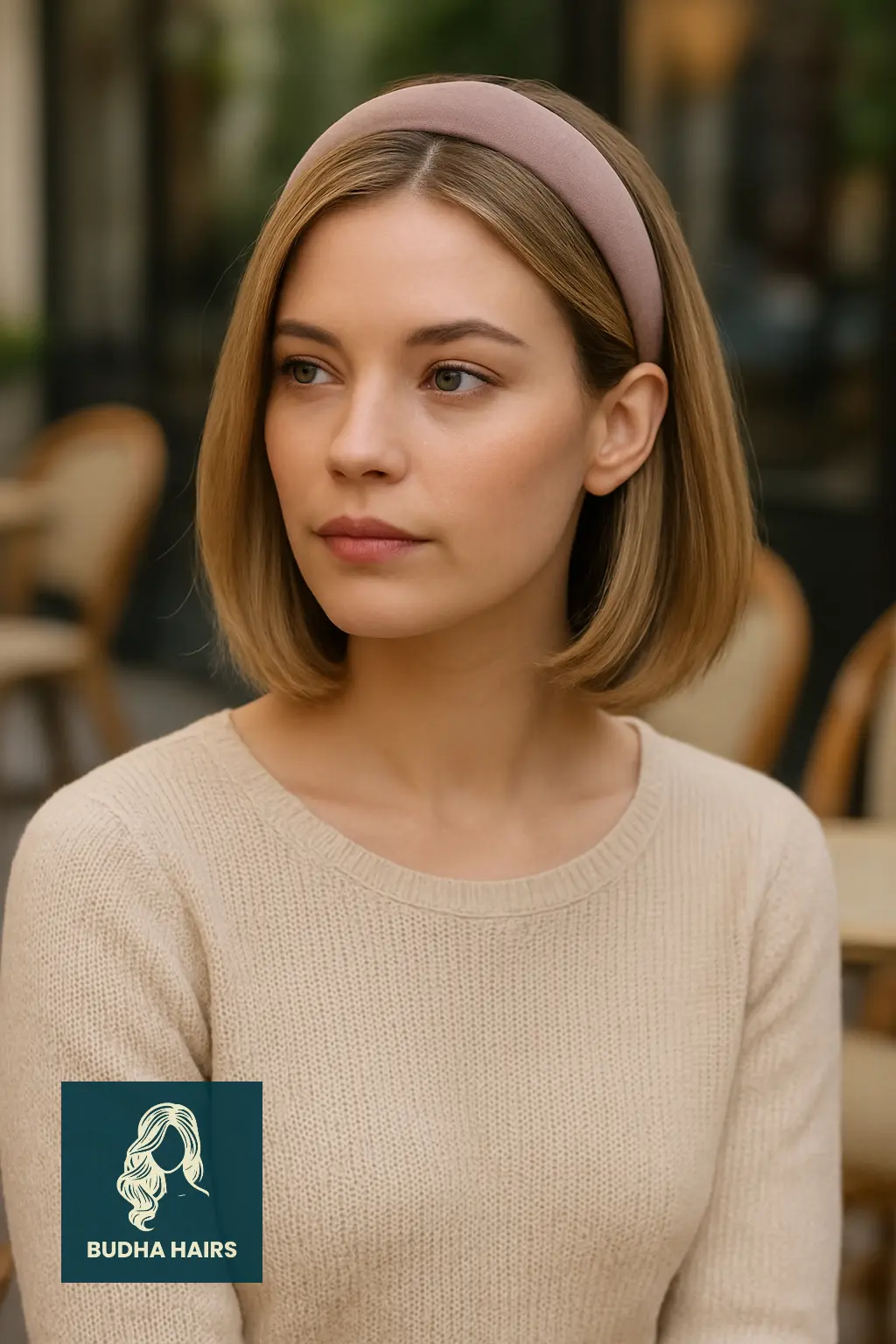 Shoulder-Length Lob with Thick Headband