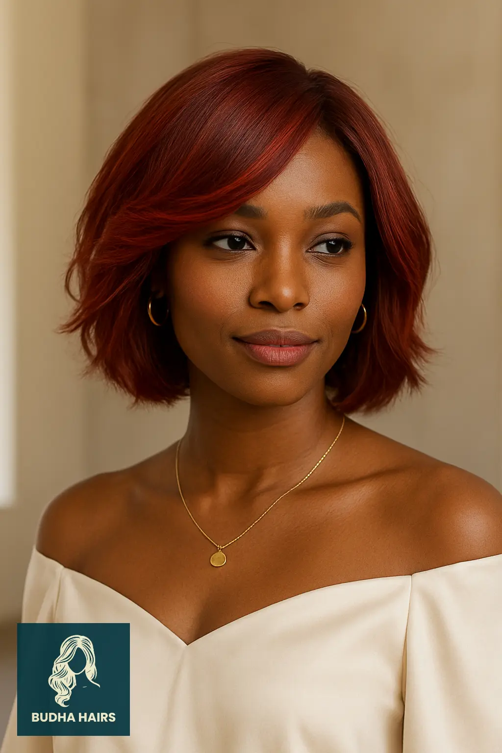 Shoulder-Length Red Bob with Layers