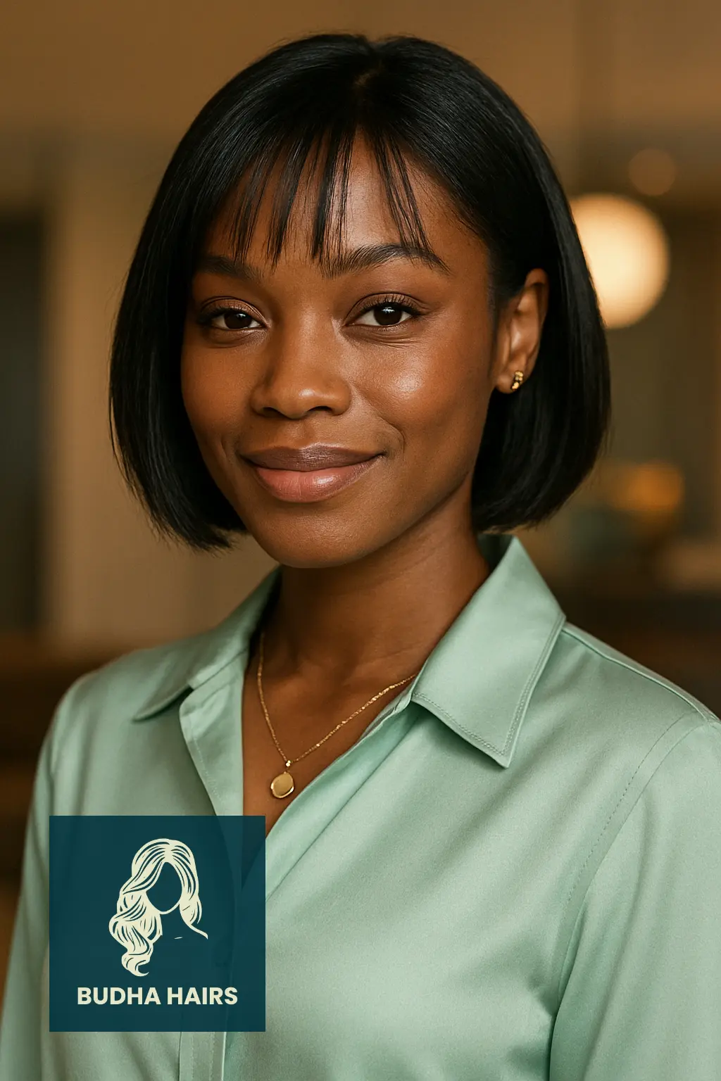 Side-Parted Bob with Thin Bangs