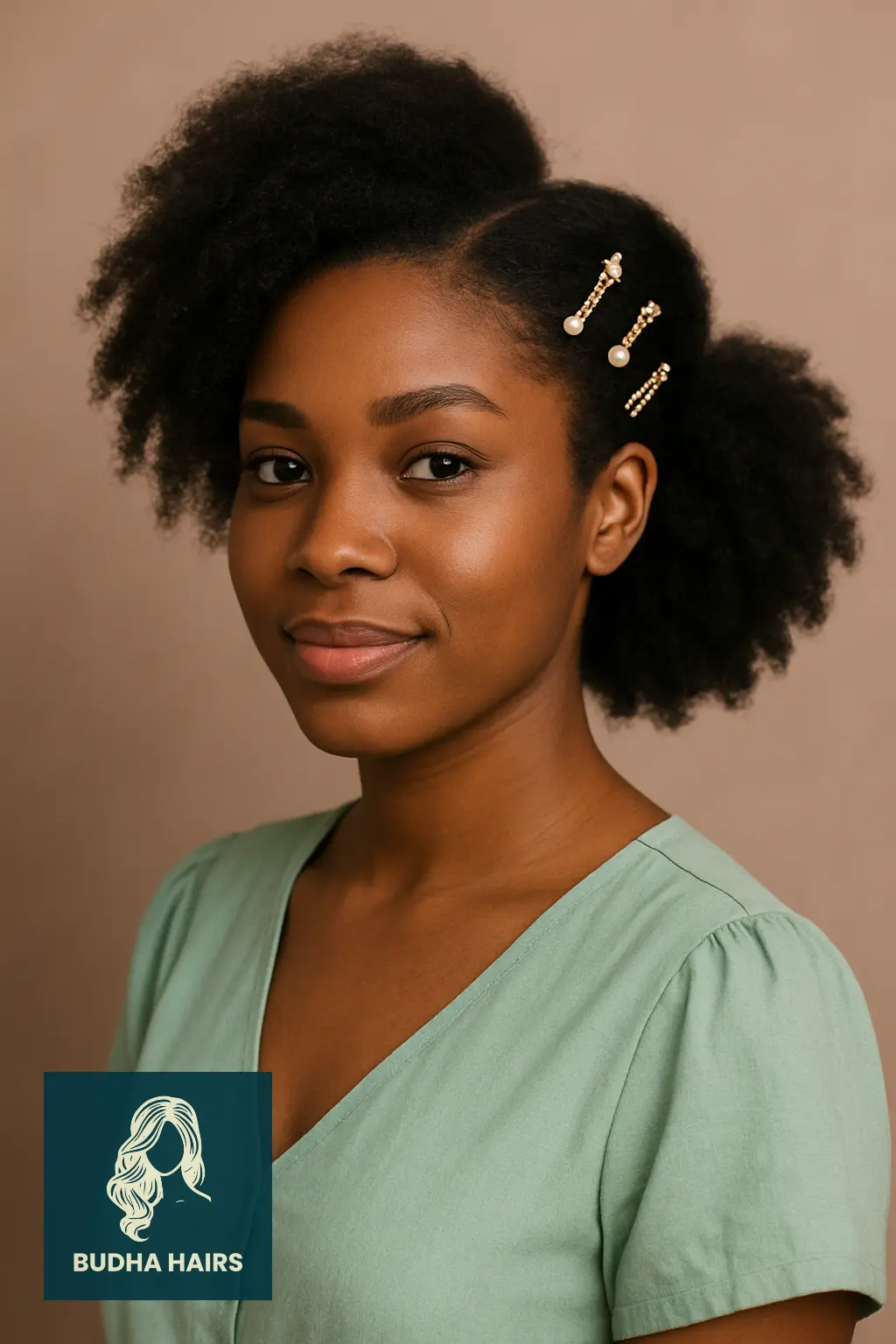 30 Stunning Awkward Length 4C Hairstyles to Try in 2025 20 Side Puff with Decorative Clips