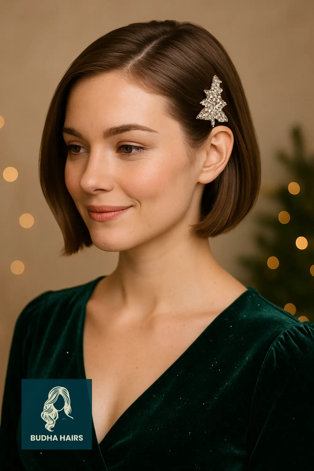 Side-Swept Bob with Festive Barrette
