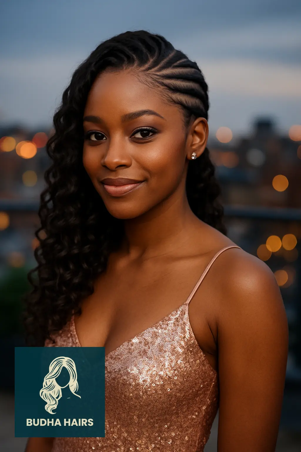 Side Swept Cornrows with Curls