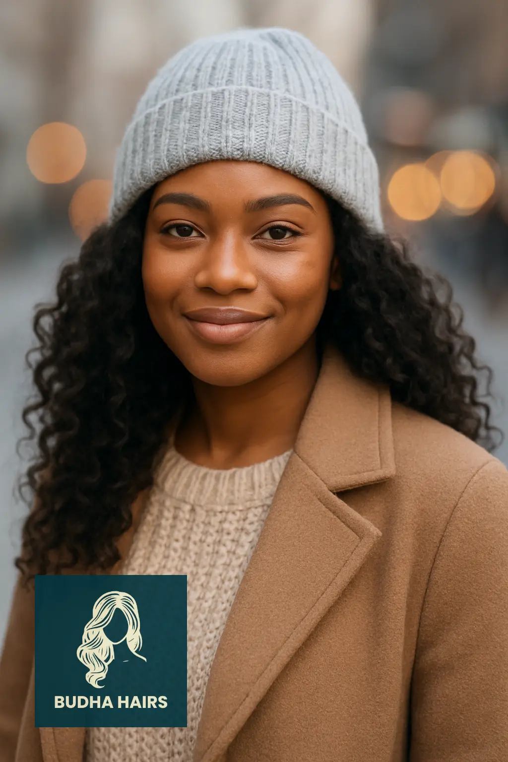 Side-Swept Curls with Cozy Hat