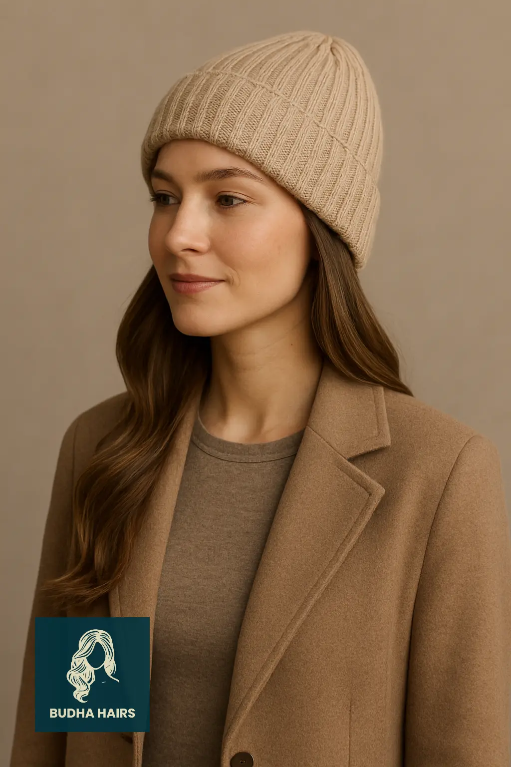 Side-Swept Hair with Beanie