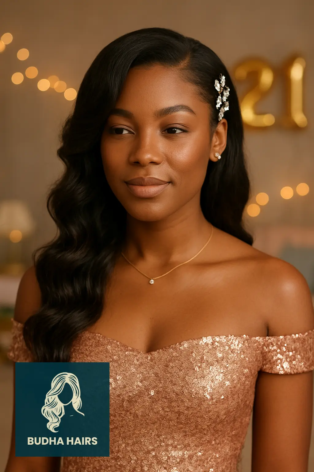 Side-Swept Waves with Glam Accessories