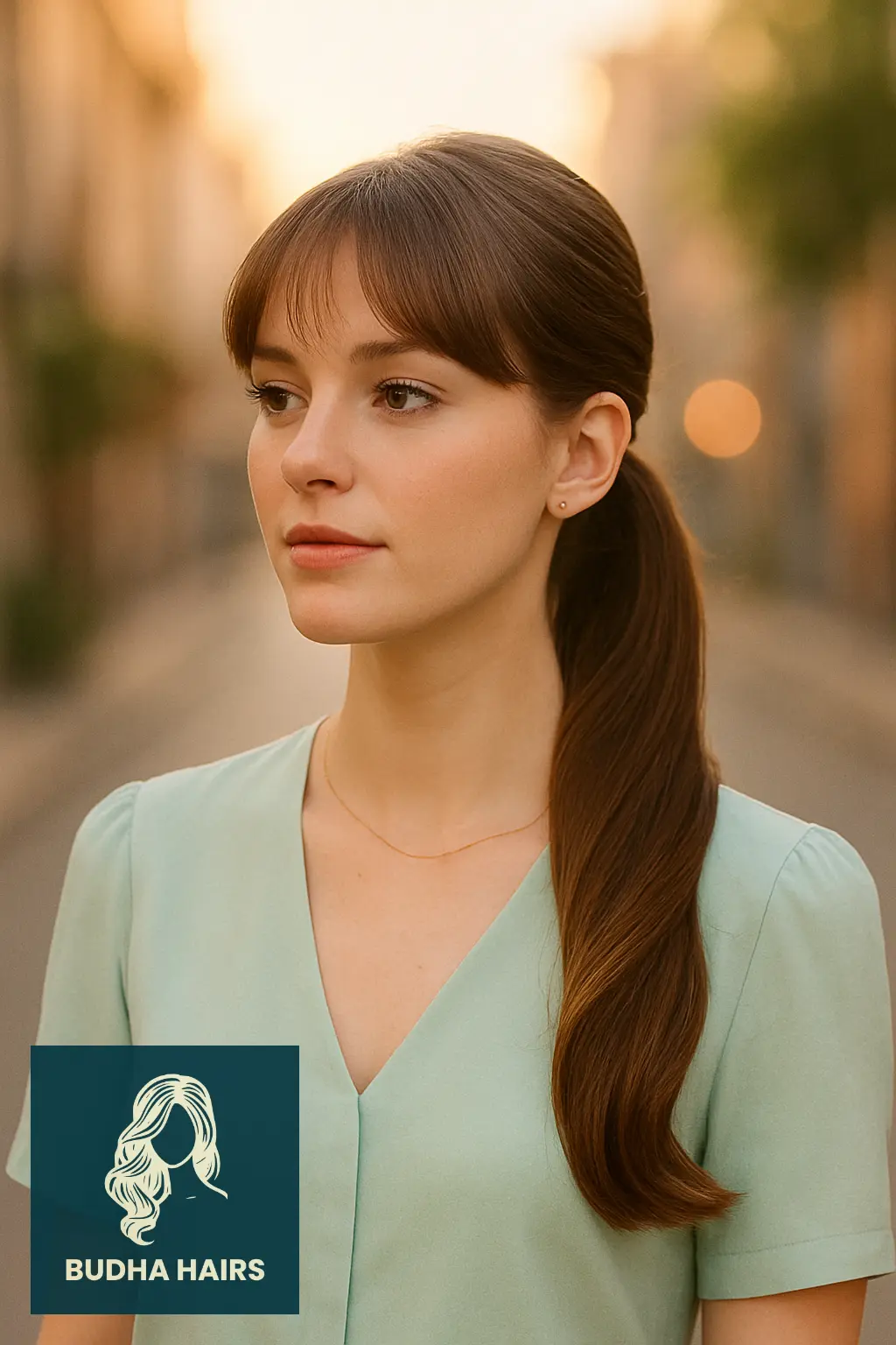 32 Gorgeous Weave Ponytail Hairstyles with Bangs for Every Occasion 16 Side-Swept Weave Ponytail